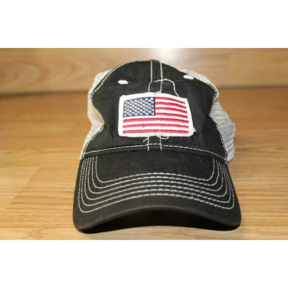 American Flag Black & White Mesh Velcro Hat